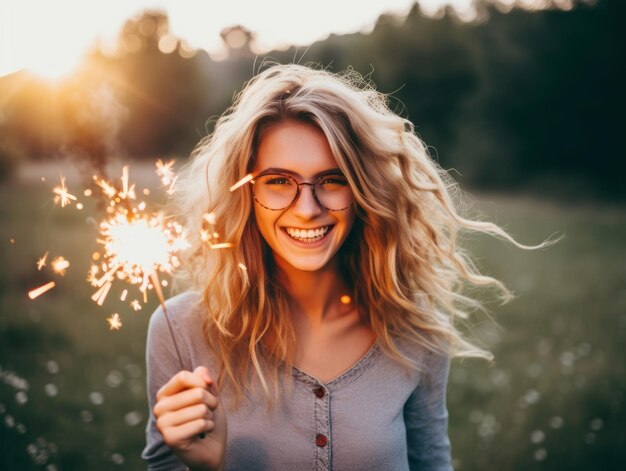 Foto gelukkige vrouw die een mooi leven viert