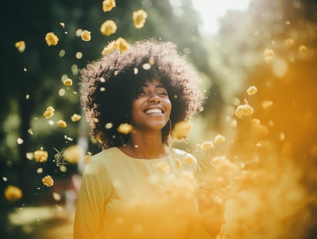 Foto gelukkige vrouw die een mooi leven viert