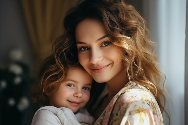 Foto gelukkige vrouw met dochter