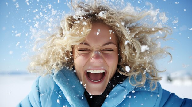 Gelukkige vrouwen in zachte winterkleding die plezier hebben en genieten van de sneeuw in een mooi winterpark