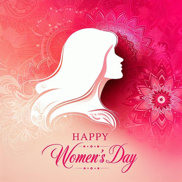 Gelukkige Vrouwendag achtergrond Vrouwendag roze achtergrond vrouwen silhouet