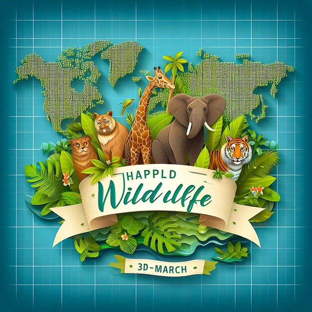 Gelukkige werelddag van wilde fauna en flora 3 maart viering