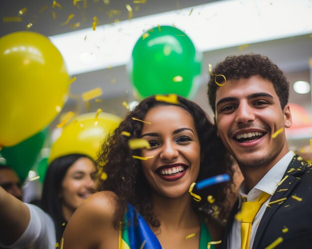 Gelukkige werknemers verzamelen zich om de feestdagen op de werkplek te vieren