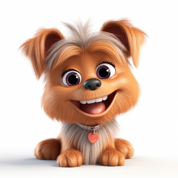 Gelukkige Yorkshire Terrier met schattige glimlach in Pixar-stijl