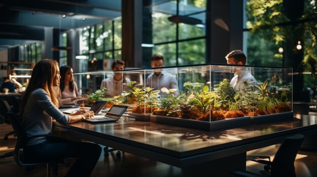 Foto gelukkige zakenmensen ontmoeten elkaar en strategie bij het plannen van teamdiscussies of het delen van ideeën op kantoor