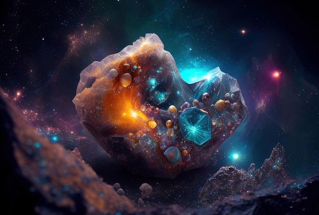 Gem of extraterrestrial origin in space natural resource from another planet in outer space