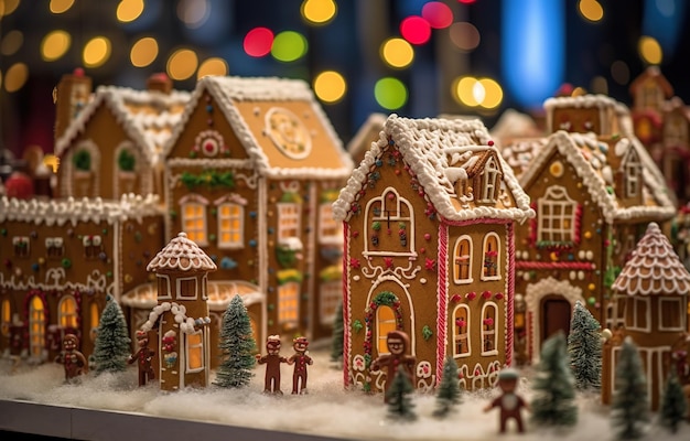 Gemberbrood huis op de kersttafel