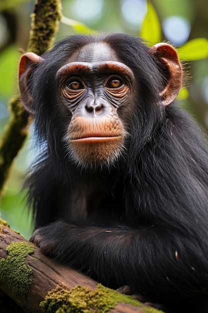 gemeenschappelijke chimpansee HD 8K behang Stock Fotografische afbeelding