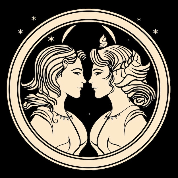 Foto gemelli zodiaco oroscopo segno astrologico sfondo simbolo icona illustrazione design ai generativa