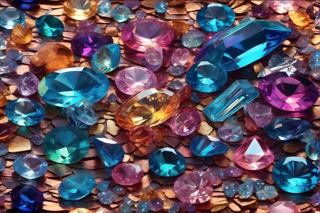 Gemstone achtergrond kristal diamant achtergrond kristal edelsteen achtergrond kleurrijke edelstein achtergrond AI generatief