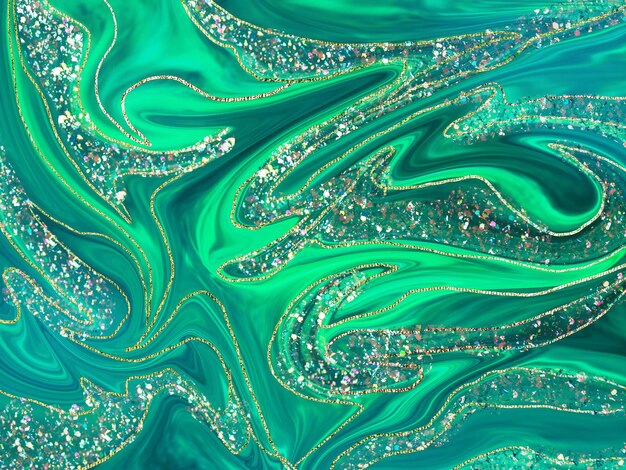 Gemstone malachite with golden stripes and sparkles ink paint abstract abstract alcohol ink modern