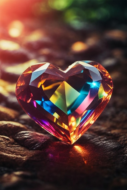 Gemstone in the shape of a heart on a dark background