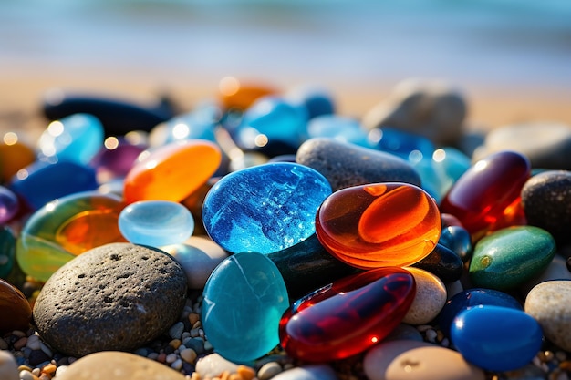 Gemstones by the Textured Sea