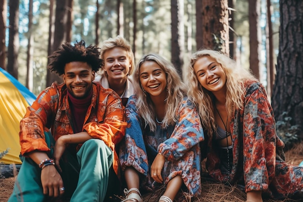 gen z hanging out at the campground