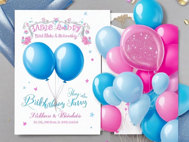 gender reveal balloons and glitter invitation fashtibal