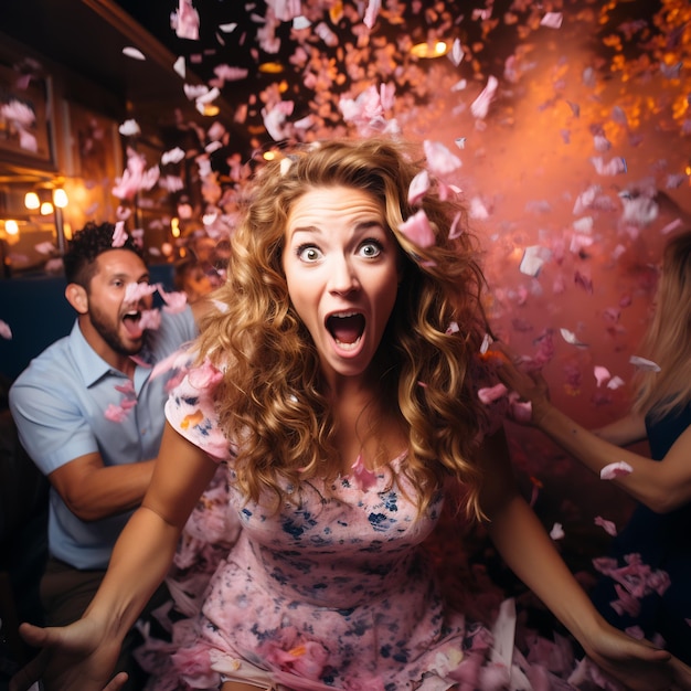 a gender reveal party gone wrong everyone is screaming and running away horrified