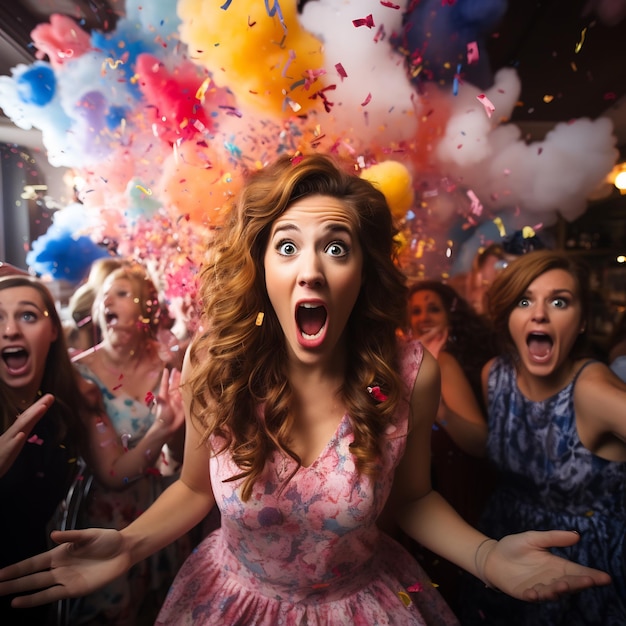 a gender reveal party gone wrong everyone is screaming and running away horrified