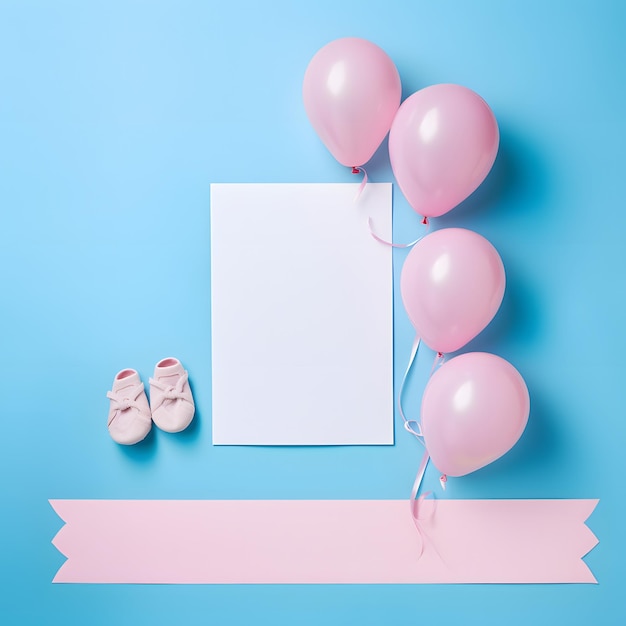 Gender Reveal Party Mockup Poster White Paper for editing Announcement