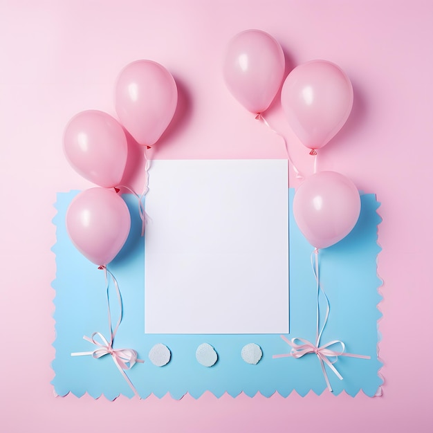 Gender Reveal Party Mockup Poster White Paper for editing Announcement