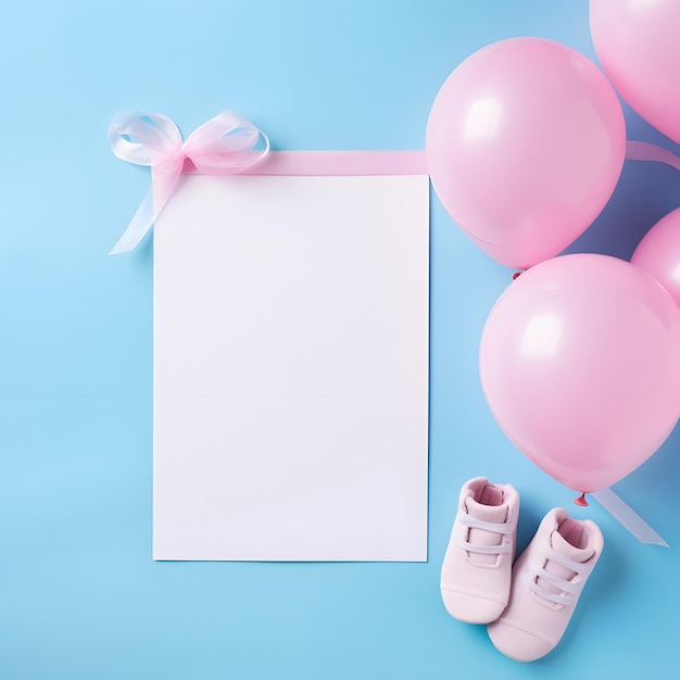 Foto gender reveal party mockup poster witboek voor het bewerken van aankondigingen