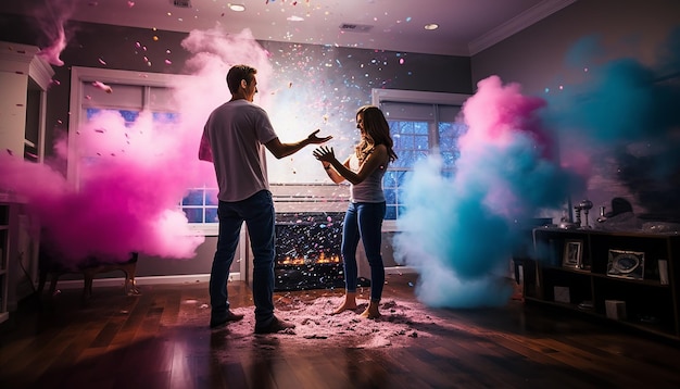 Gender Reveal Party surprise concept photography shoot Creative and colorful