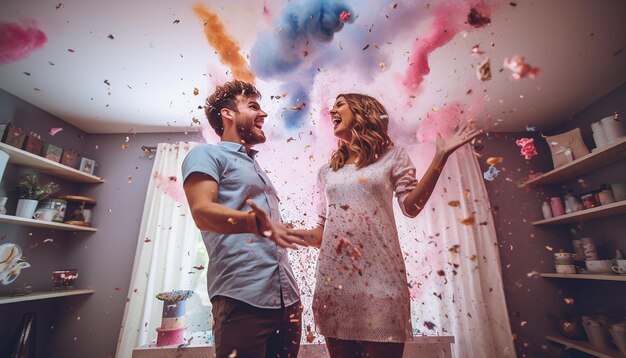 Gender Reveal Party surprise concept photography shoot Creative and colorful