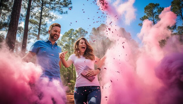 Gender reveal party surprise concept photography shoot creative and colorful