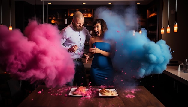 Gender Reveal Party verrassingsconcept fotoshoot Creatief en kleurrijk