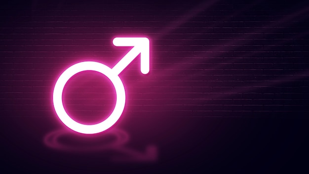 Gender symbol neon effect icon ping glow horizontal banner