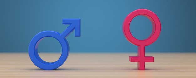 Gender symbols on a blue background