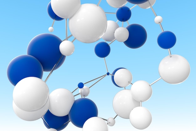 Gene lines and nodes biological gene structure 3d rendering