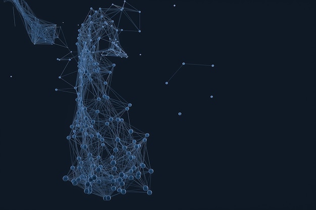 Gene lines and nodes biological gene structure 3d rendering