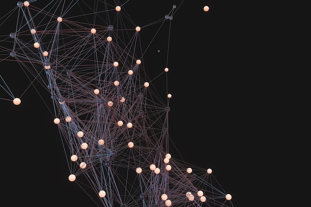 Gene lines and nodes biological gene structure 3d rendering