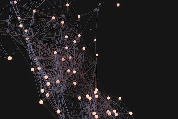 Photo gene lines and nodes biological gene structure 3d rendering