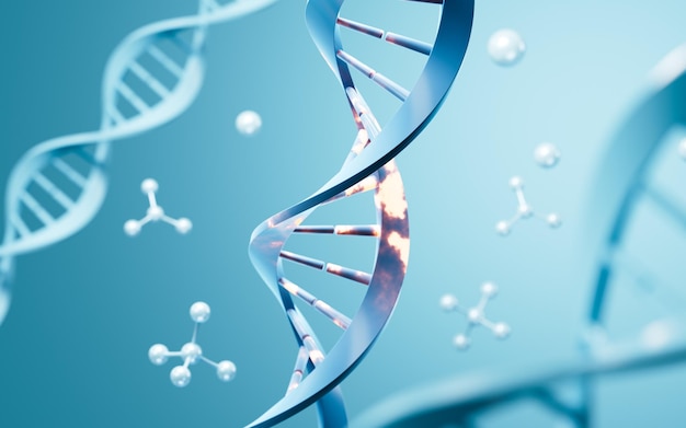 gene mutation and molecular structure 3d rendering digital drawing