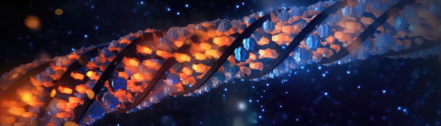 파란색 주황색 스타일 배경의 유전자 파노라마 배너 Generative AI