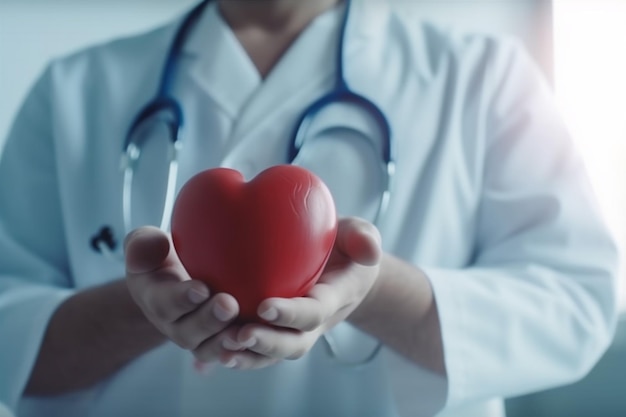 Geneeskunde persoon hart gezondheid concept cardiologie hand ziekenhuiszorg arts Generatieve AI