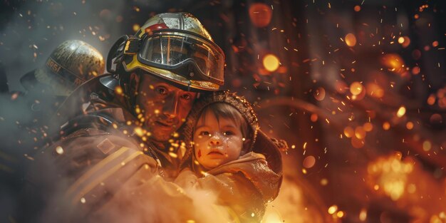 Genefireman saves a child from a fire rative AI Generative AI Generative AI