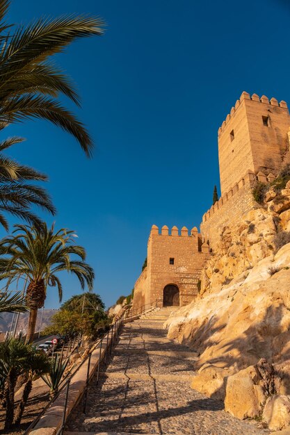 General entrance of the Alcazaba and the wall of the town of Almeria, Andalusia. Spain. Costa del sol in the mediterranean sea