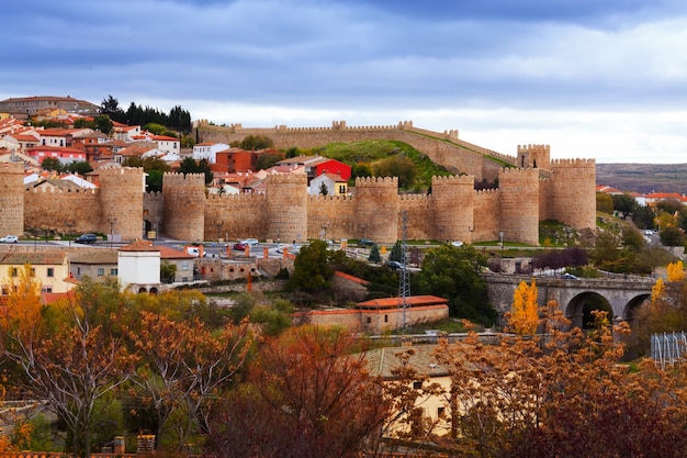 general view of Avila  in autumn. Spain