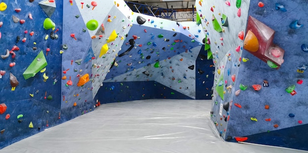 A general view of indoor climbing wall for climbing bouldering wall