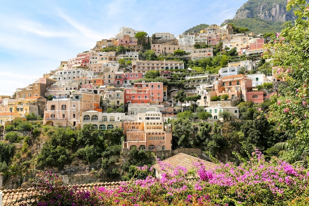 General view of Positano Town in Naples Italy