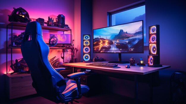 A general view of a professional gamers home office