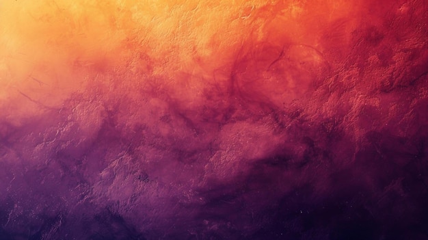 Generate an abstract gradient background transitioning from deep purple to vibrant orange embodying the warmth of a sunset Incorporate a grainy AI Generative