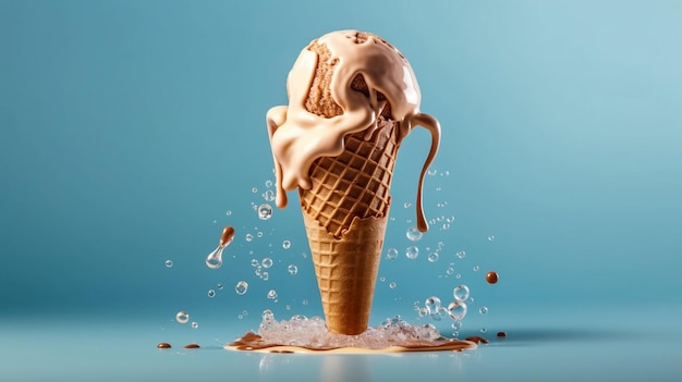 Generate AI Melting Ice Cream Cone