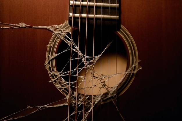 Photo generate an image of a broken guitar string ai generated