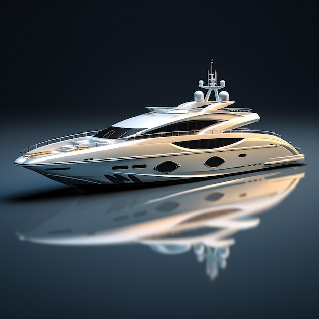 Foto generare un'immagine di profilo laterale di un moderno mega yacht di lusso senza alcuna prospettiva