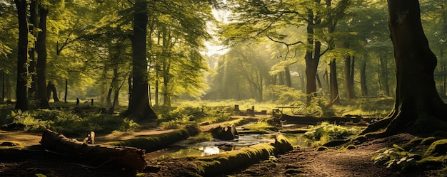Создать спокойный лесной пейзаж