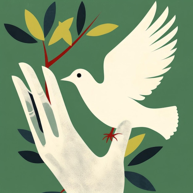 Photo generated illustration man hands holding white dove bird symbol of peace