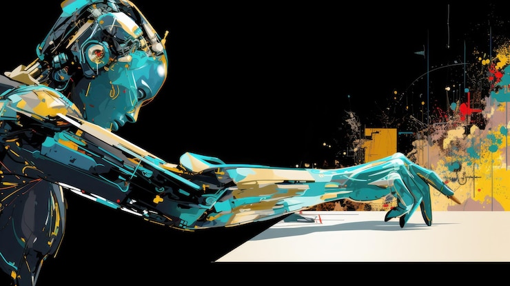 Photo generated illustration of robotic mechanical arm
